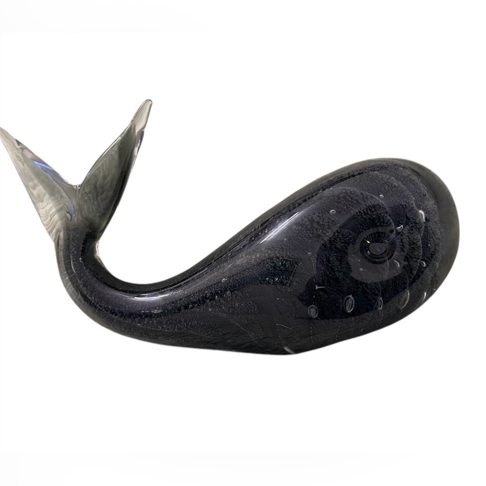 Elegant Black Glass whale Figurine